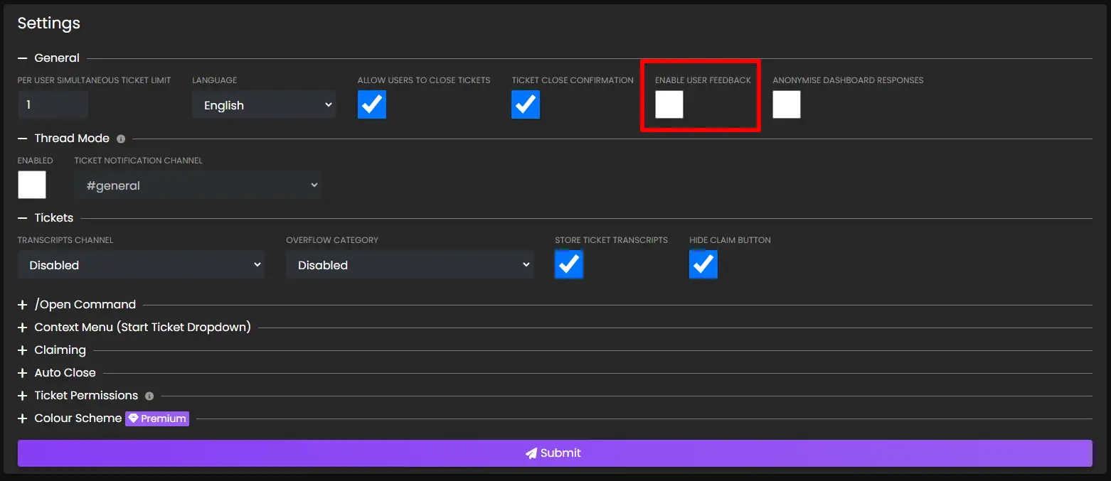 Enable feedback